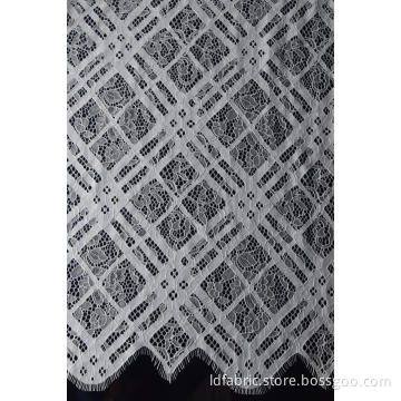 100% Nylon White Beautiful Panel Lace Fabric